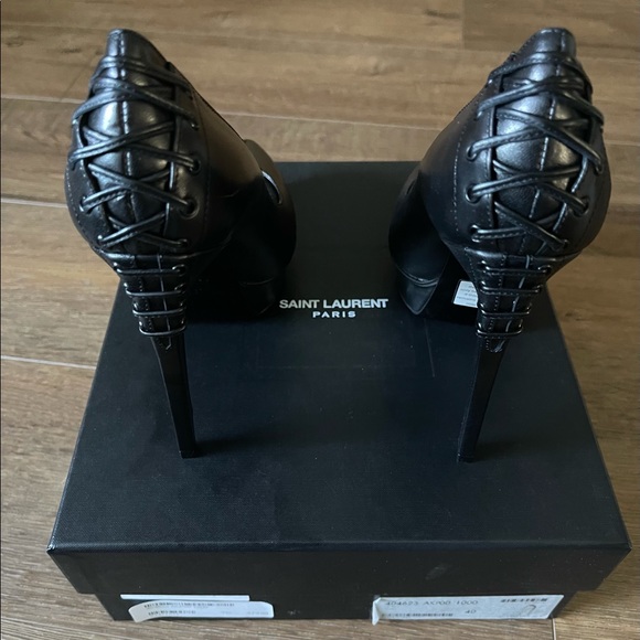 SAINT LAURENT-AUTHENTIC (NWT) Black Leather Heels - Picture 5 of 15